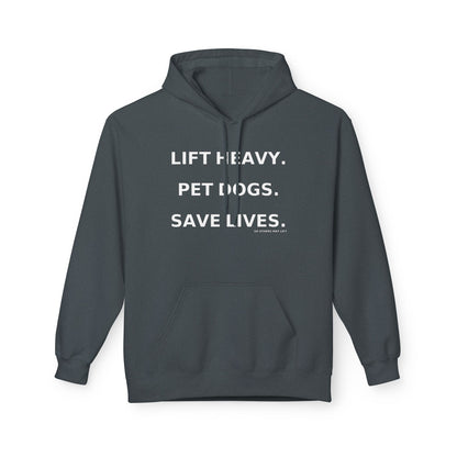 Motivational Pet Lover Hoodie | Lift Heavy, Pet Dogs, Save Lives | Cozy Gift for Dog Lovers, Casual Wear, Animal Rescue Support