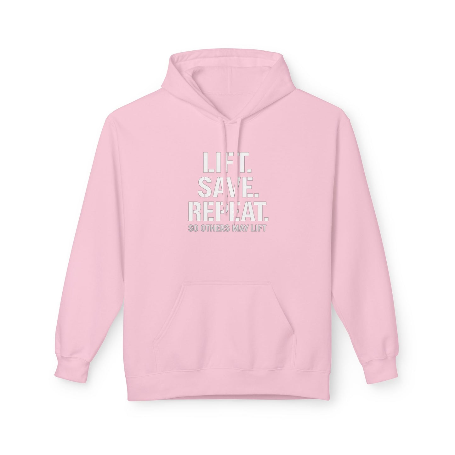 Lift Safe Repeat Hoodie — Fitness Motivational Pullover with Subtle Text