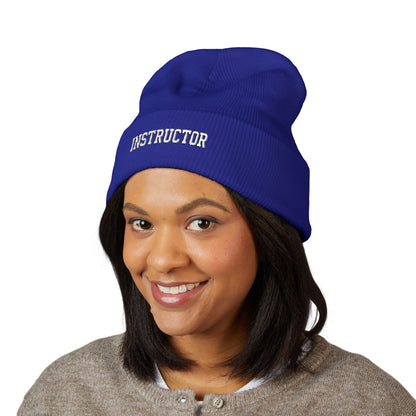 Instructor Embroidered Cuffed Beanie — Classic Warm Knit Hat for Teachers, Coaches & Trainers