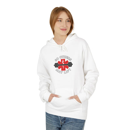 Weightlifting Hoodie — “Lift. Save. Repeat.” EMS First Responder Gym Pullover