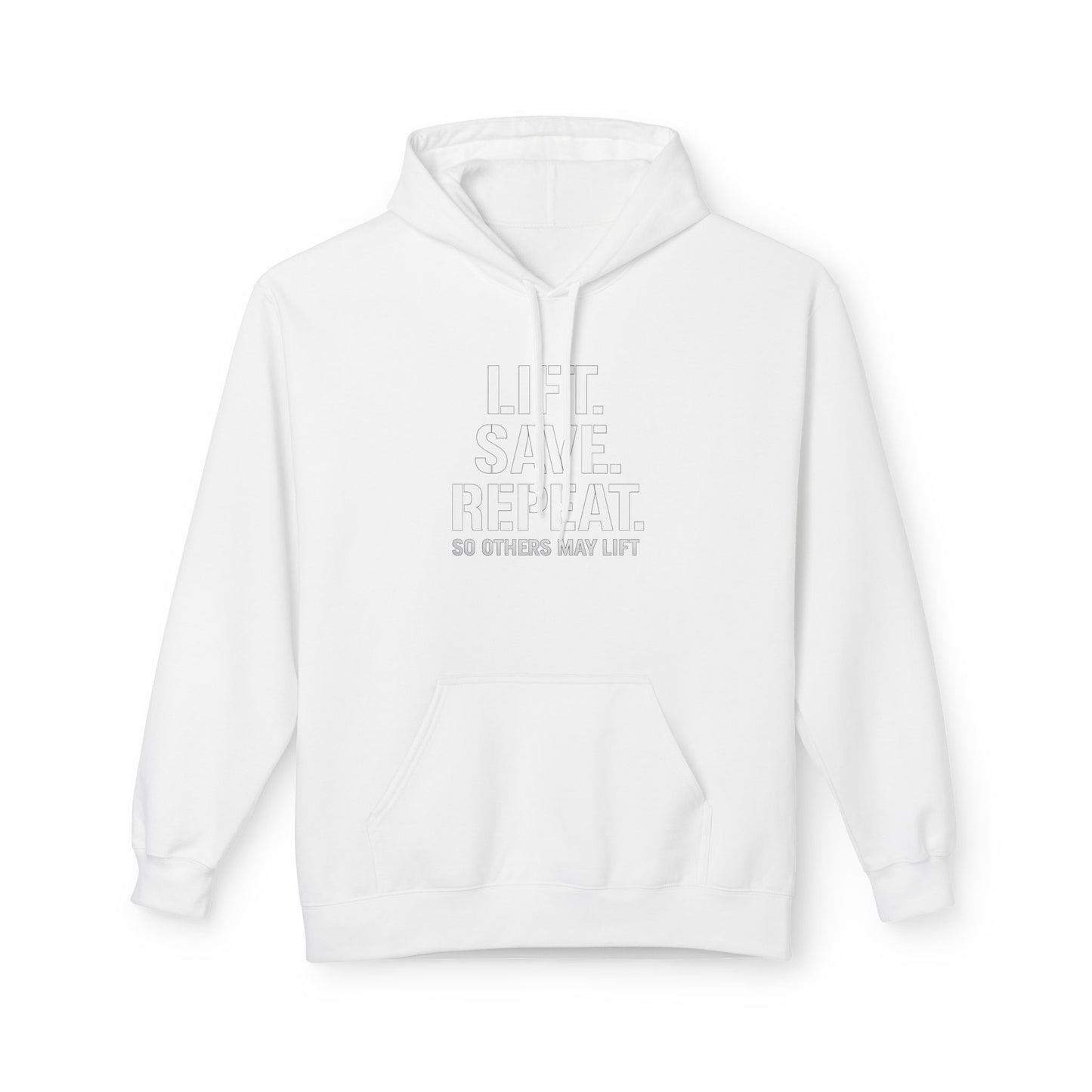Lift Safe Repeat Hoodie — Fitness Motivational Pullover with Subtle Text