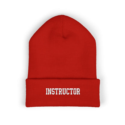 Instructor Embroidered Cuffed Beanie — Classic Warm Knit Hat for Teachers, Coaches & Trainers