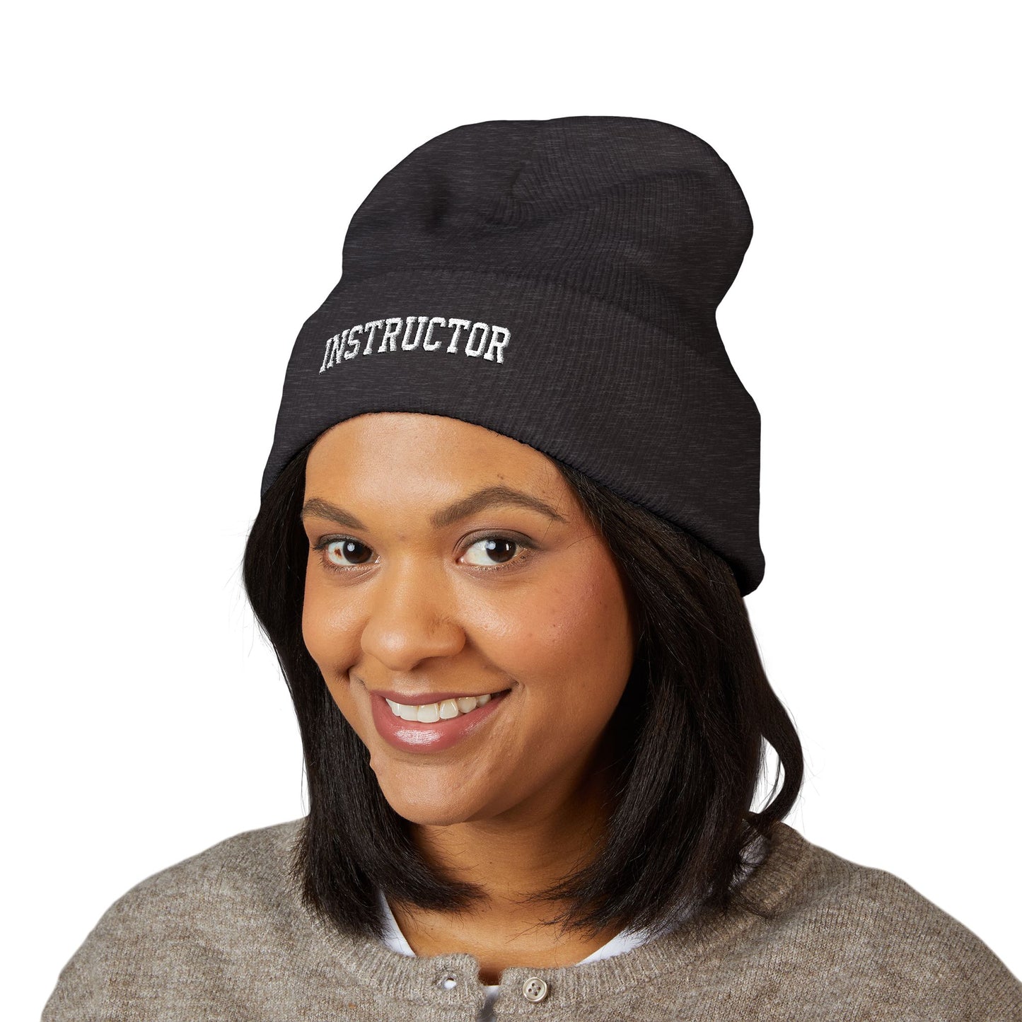 Instructor Embroidered Cuffed Beanie — Classic Warm Knit Hat for Teachers, Coaches & Trainers