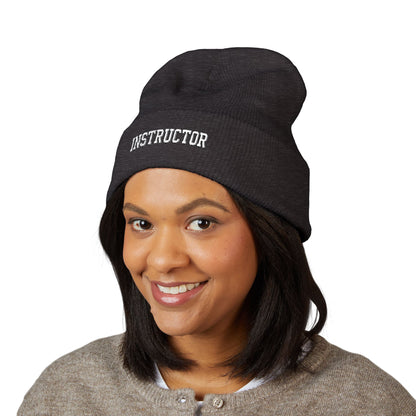 Instructor Embroidered Cuffed Beanie — Classic Warm Knit Hat for Teachers, Coaches & Trainers