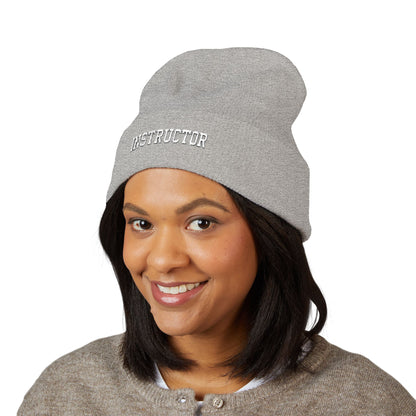 Instructor Embroidered Cuffed Beanie — Classic Warm Knit Hat for Teachers, Coaches & Trainers