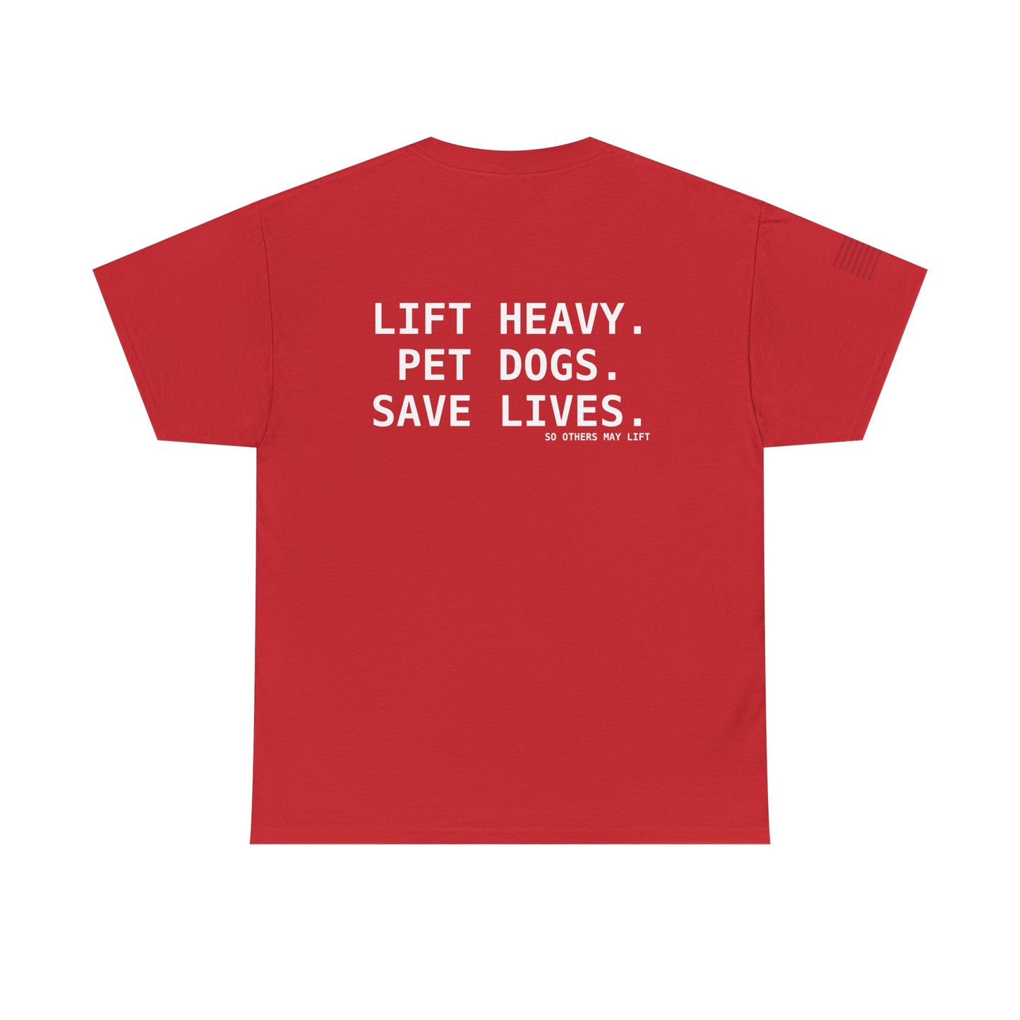Unisex Heavy Cotton Tee: Lift Heavy, Pet Dogs, Save Lives - Perfect for Dog Lovers, Fitness Enthusiasts, Casual Wear, Gifts, and Gym Apparel