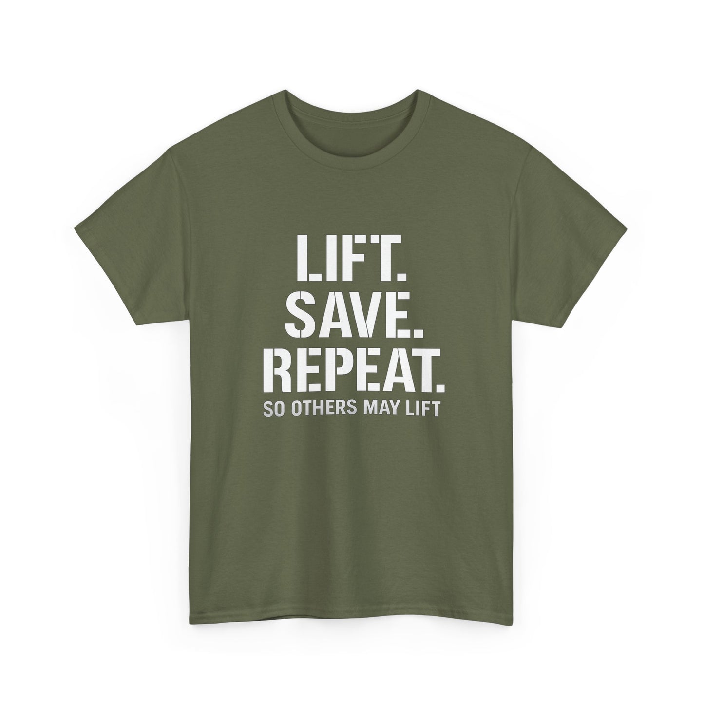 Lift. Save. Repeat. Gym T‑Shirt — Motivational Weightlifting Tee