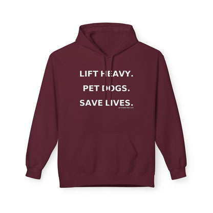 Motivational Pet Lover Hoodie | Lift Heavy, Pet Dogs, Save Lives | Cozy Gift for Dog Lovers, Casual Wear, Animal Rescue Support