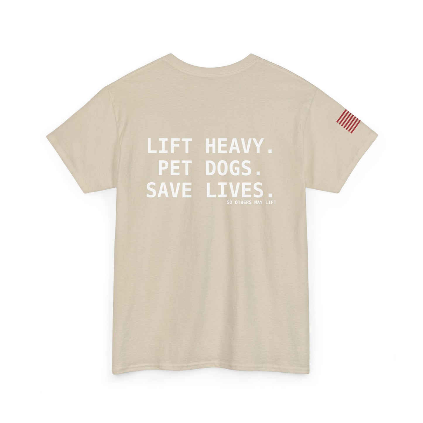 Unisex Heavy Cotton Tee: Lift Heavy, Pet Dogs, Save Lives - Perfect for Dog Lovers, Fitness Enthusiasts, Casual Wear, Gifts, and Gym Apparel