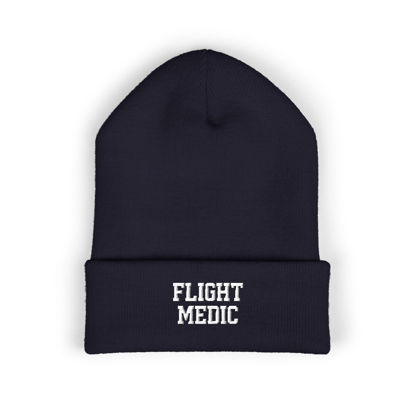Flight Medic Embroidered Cuffed Beanie — Military Green Med Evac Knit Hat