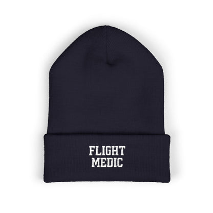 Flight Medic Embroidered Cuffed Beanie — Military Green Med Evac Knit Hat