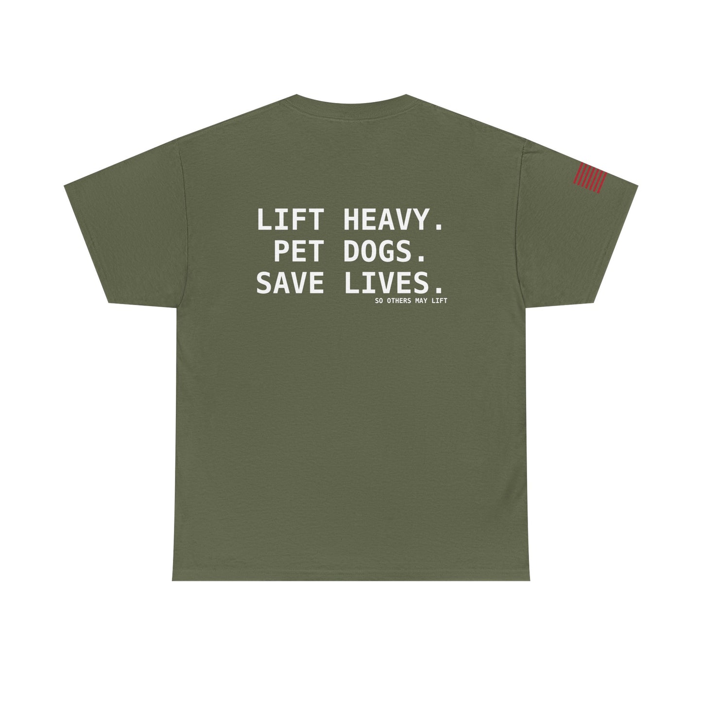 Unisex Heavy Cotton Tee: Lift Heavy, Pet Dogs, Save Lives - Perfect for Dog Lovers, Fitness Enthusiasts, Casual Wear, Gifts, and Gym Apparel