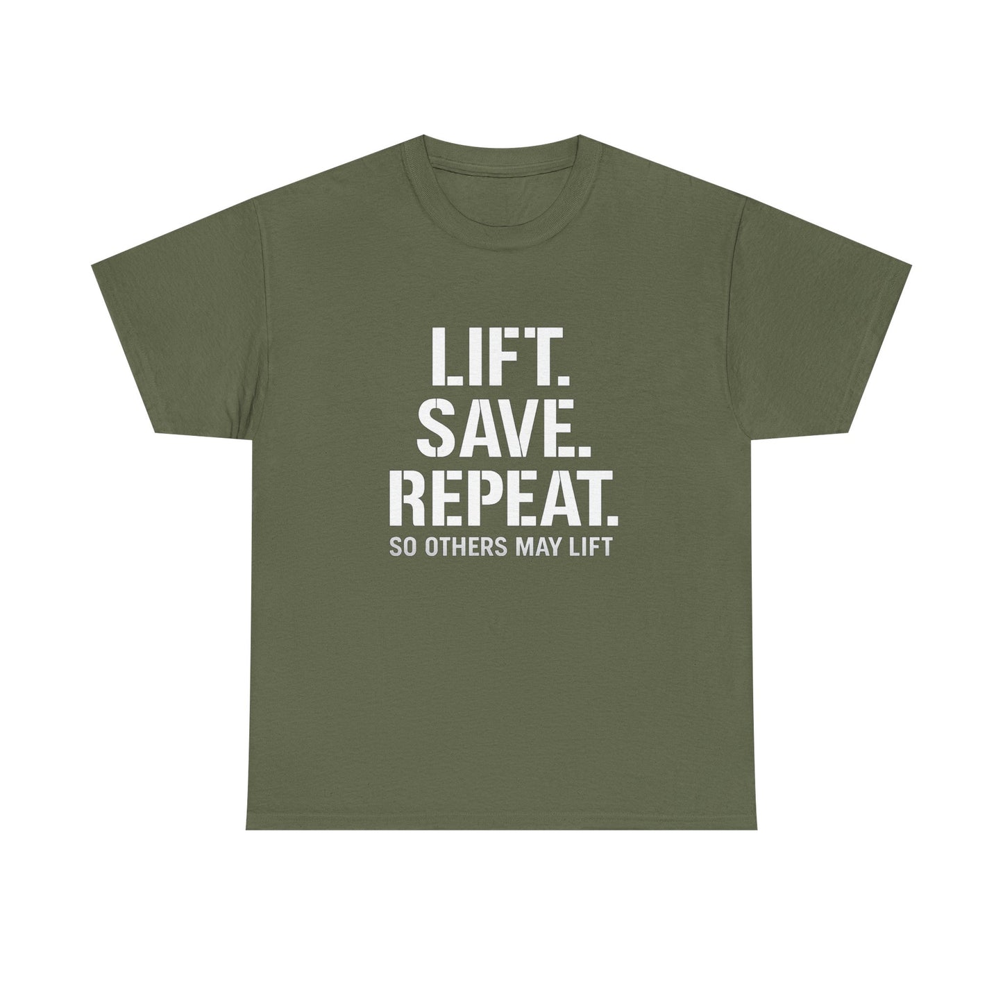 Lift. Save. Repeat. Gym T‑Shirt — Motivational Weightlifting Tee