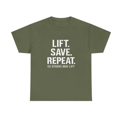 Lift. Save. Repeat. Gym T‑Shirt — Motivational Weightlifting Tee