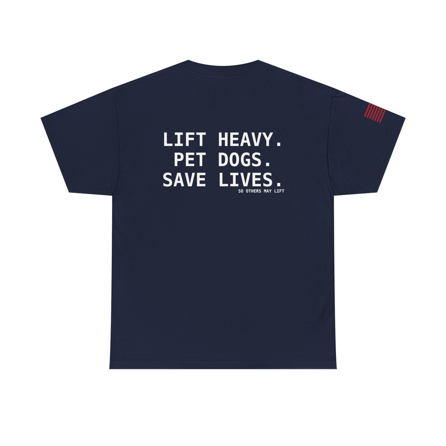 Unisex Heavy Cotton Tee: Lift Heavy, Pet Dogs, Save Lives - Perfect for Dog Lovers, Fitness Enthusiasts, Casual Wear, Gifts, and Gym Apparel
