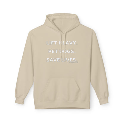 Motivational Pet Lover Hoodie | Lift Heavy, Pet Dogs, Save Lives | Cozy Gift for Dog Lovers, Casual Wear, Animal Rescue Support
