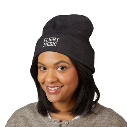 Flight Medic Embroidered Cuffed Beanie — Military Green Med Evac Knit Hat