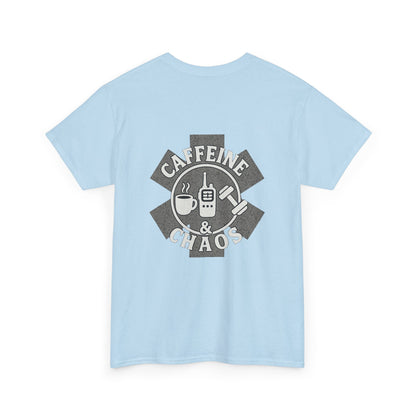 Unisex Heavy Cotton Tee - Caffeine & Chaos, Funny T-Shirt for Nurses, Unique Gift for Healthcare Workers, Casual Wear, Work Humor Tee, [...]