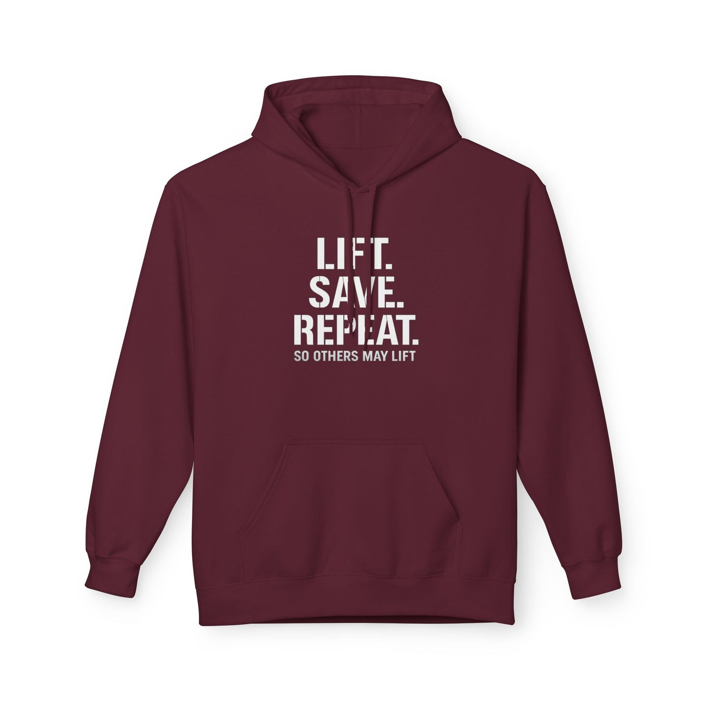 Lift Safe Repeat Hoodie — Fitness Motivational Pullover with Subtle Text