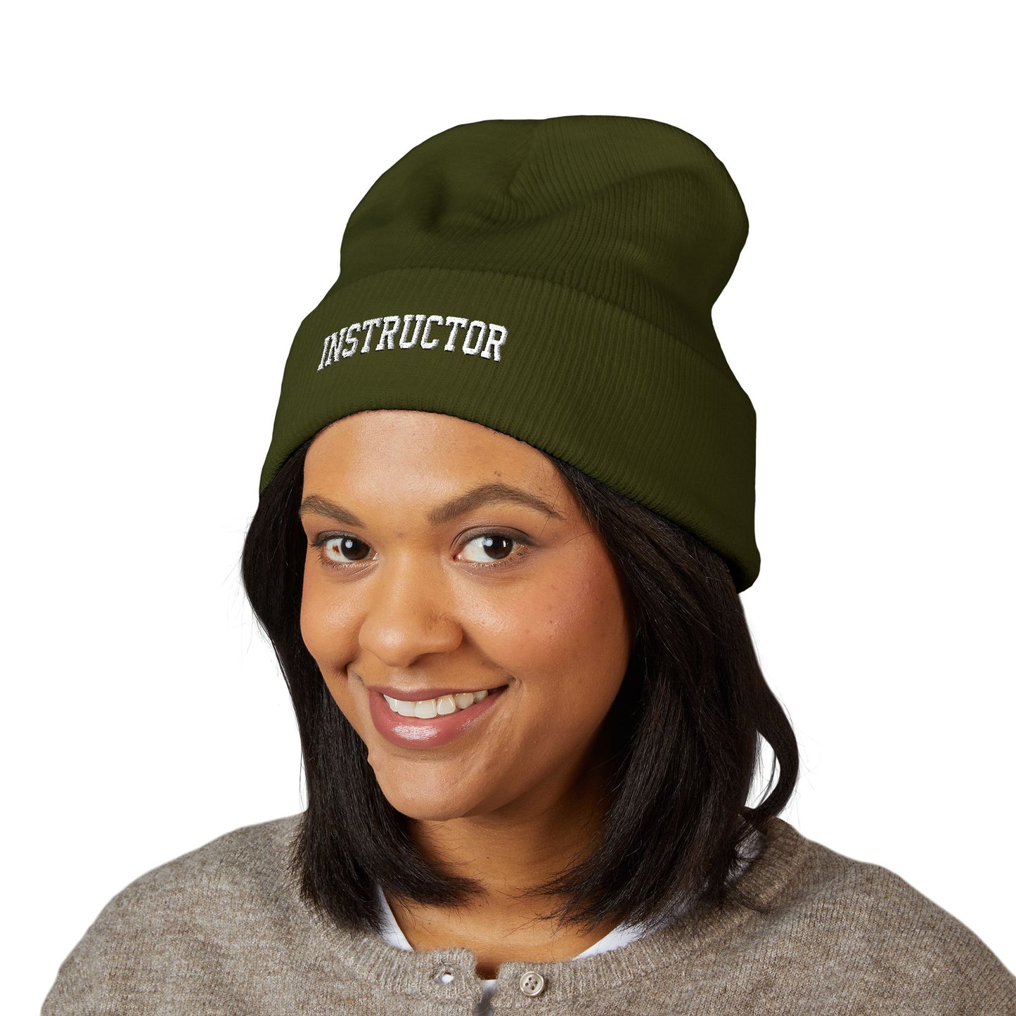 Instructor Embroidered Cuffed Beanie — Classic Warm Knit Hat for Teachers, Coaches & Trainers