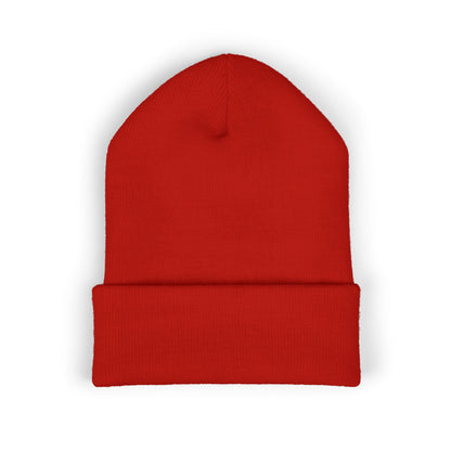 Embroidered 'REMS' Classic Cuffed Beanie – Olive Knit Winter Hat
