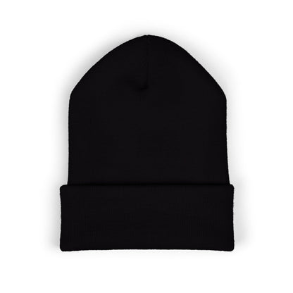 Embroidered 'REMS' Classic Cuffed Beanie – Olive Knit Winter Hat