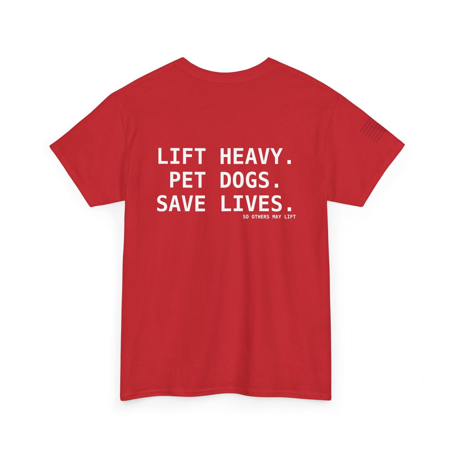 Unisex Heavy Cotton Tee: Lift Heavy, Pet Dogs, Save Lives - Perfect for Dog Lovers, Fitness Enthusiasts, Casual Wear, Gifts, and Gym Apparel
