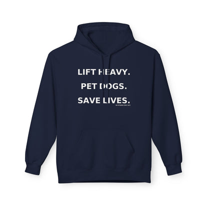 Motivational Pet Lover Hoodie | Lift Heavy, Pet Dogs, Save Lives | Cozy Gift for Dog Lovers, Casual Wear, Animal Rescue Support