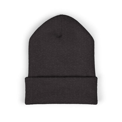 Embroidered 'REMS' Classic Cuffed Beanie – Olive Knit Winter Hat
