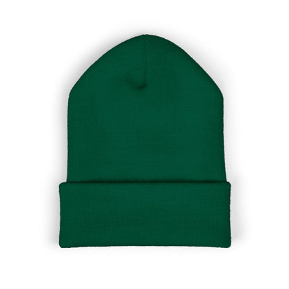 Embroidered 'REMS' Classic Cuffed Beanie – Olive Knit Winter Hat