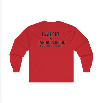 Long Sleeve Tee — “Cardio < Cardioversion So Others May Lift” EMS Fitness Shirt