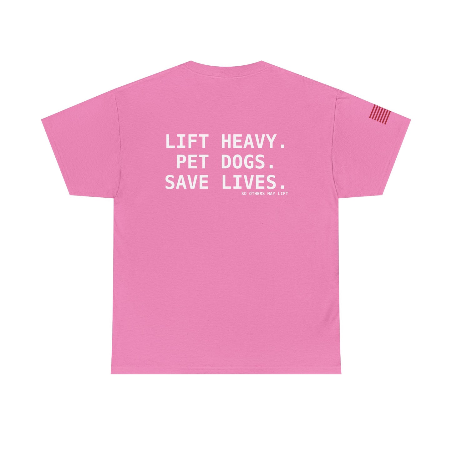 Unisex Heavy Cotton Tee: Lift Heavy, Pet Dogs, Save Lives - Perfect for Dog Lovers, Fitness Enthusiasts, Casual Wear, Gifts, and Gym Apparel