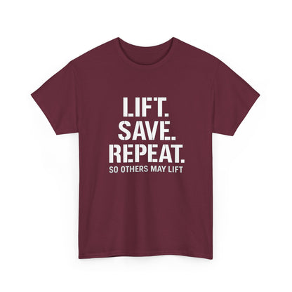 Lift. Save. Repeat. Gym T‑Shirt — Motivational Weightlifting Tee