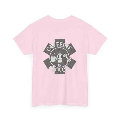 Unisex Heavy Cotton Tee - Caffeine & Chaos, Funny T-Shirt for Nurses, Unique Gift for Healthcare Workers, Casual Wear, Work Humor Tee, [...]