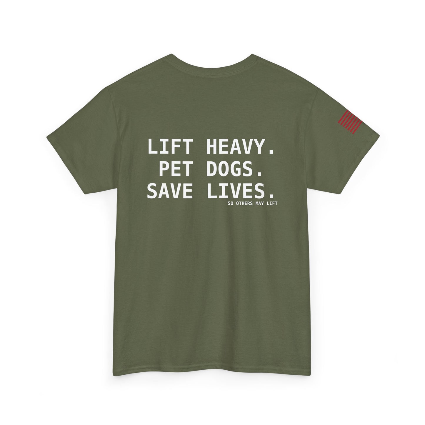 Unisex Heavy Cotton Tee: Lift Heavy, Pet Dogs, Save Lives - Perfect for Dog Lovers, Fitness Enthusiasts, Casual Wear, Gifts, and Gym Apparel