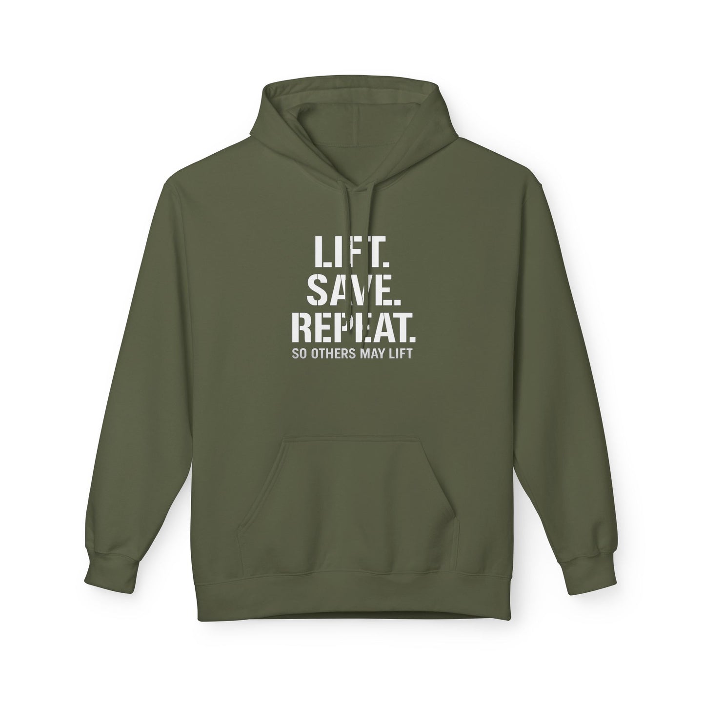 Lift Safe Repeat Hoodie — Fitness Motivational Pullover with Subtle Text