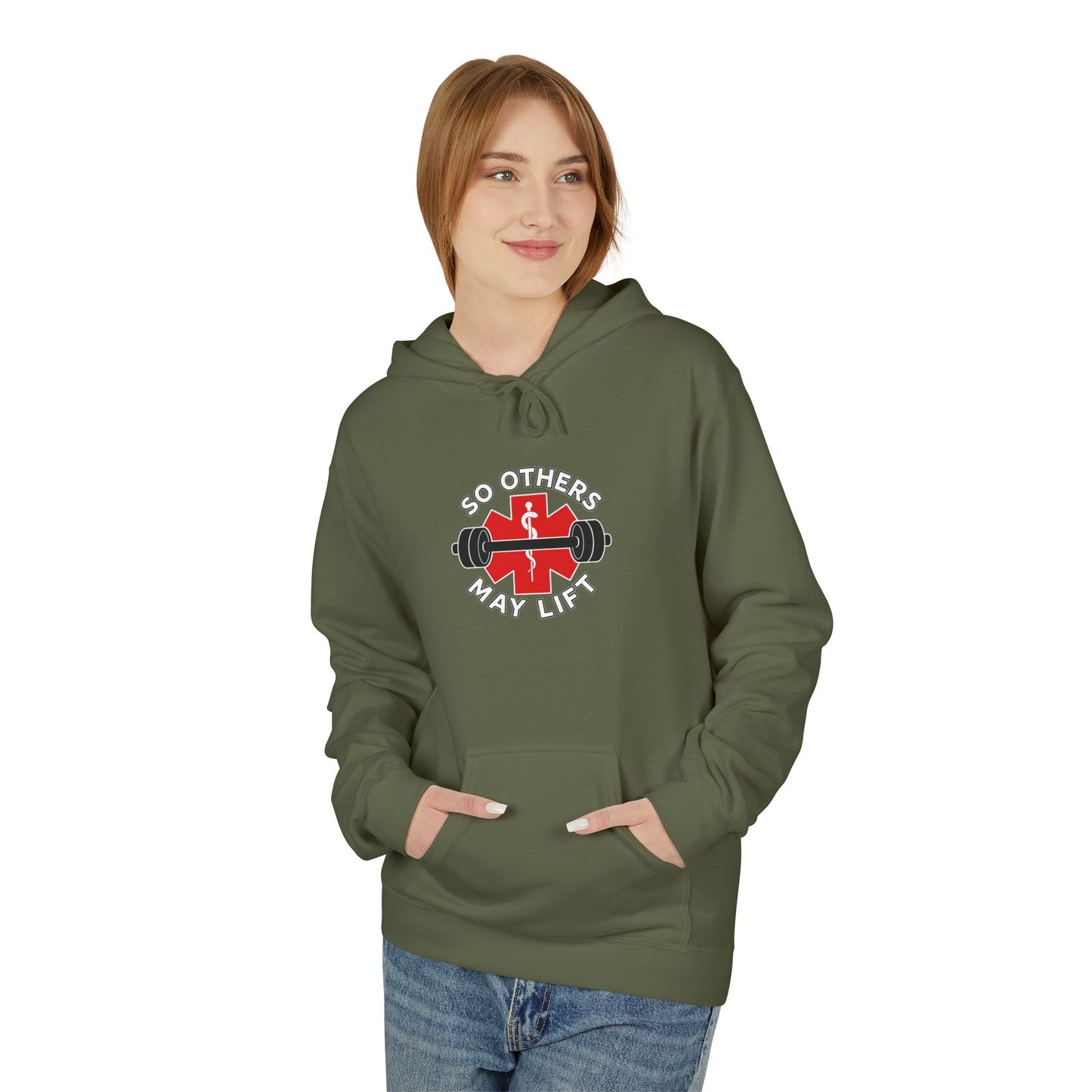 Weightlifting Hoodie — “Lift. Save. Repeat.” EMS First Responder Gym Pullover