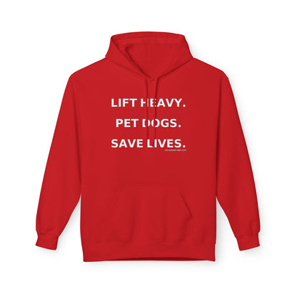 Motivational Pet Lover Hoodie | Lift Heavy, Pet Dogs, Save Lives | Cozy Gift for Dog Lovers, Casual Wear, Animal Rescue Support