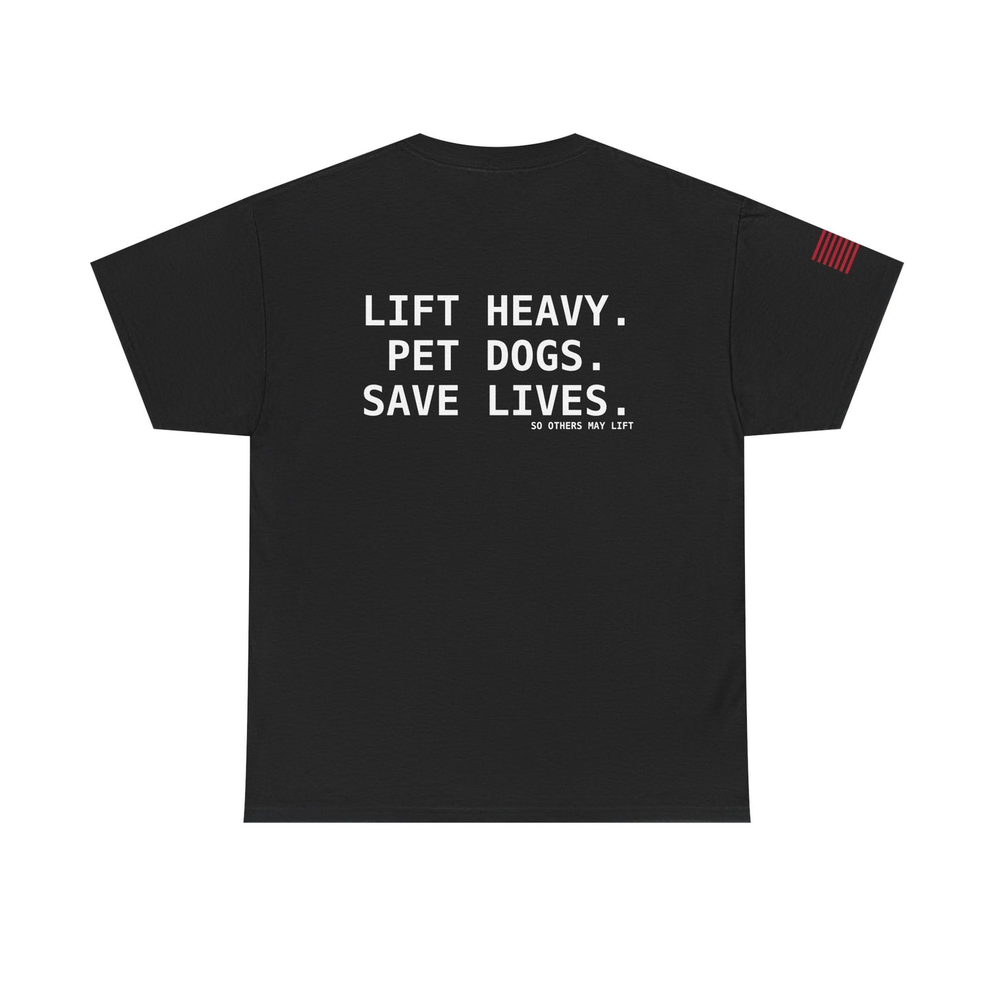 Unisex Heavy Cotton Tee: Lift Heavy, Pet Dogs, Save Lives - Perfect for Dog Lovers, Fitness Enthusiasts, Casual Wear, Gifts, and Gym Apparel