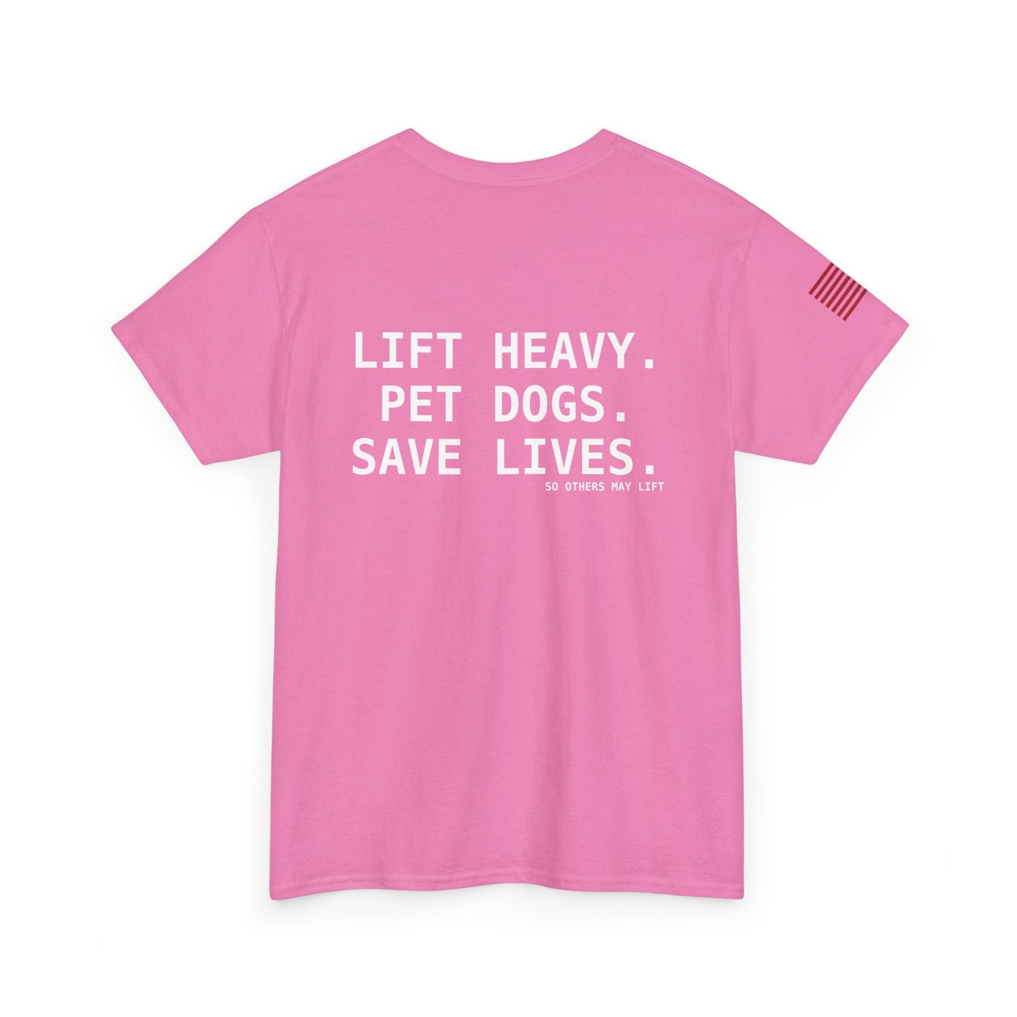 Unisex Heavy Cotton Tee: Lift Heavy, Pet Dogs, Save Lives - Perfect for Dog Lovers, Fitness Enthusiasts, Casual Wear, Gifts, and Gym Apparel