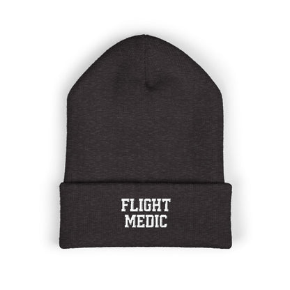 Flight Medic Embroidered Cuffed Beanie — Military Green Med Evac Knit Hat