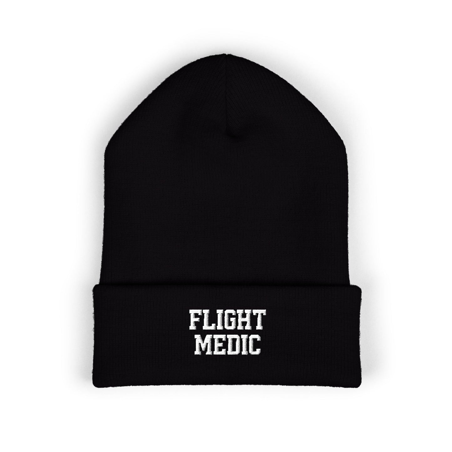 Flight Medic Embroidered Cuffed Beanie — Military Green Med Evac Knit Hat
