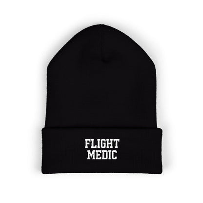 Flight Medic Embroidered Cuffed Beanie — Military Green Med Evac Knit Hat