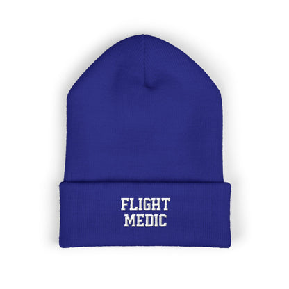 Flight Medic Embroidered Cuffed Beanie — Military Green Med Evac Knit Hat
